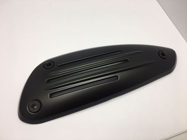 Max parts. Uitlaat hitte schild PVC mat zwart voor model VX50 vespa look a  like