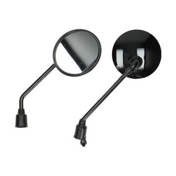 Afbeeldingen van Spiegelset glans zwart M8 voor model VX50 & VX50s vespa look a like
